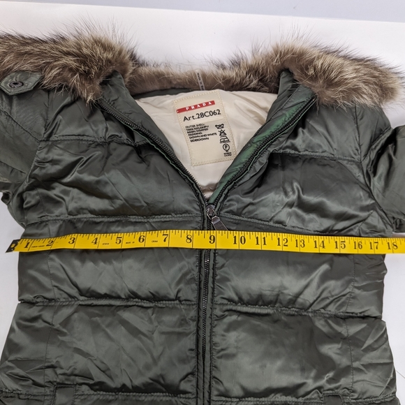 Prada Down Winter Coat Art.28C062, Fur Trimmed Collar - Picture 10 of 13